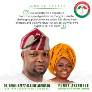 Dr. Abdul-Azeez Olajide and Funke Akindele 2023 election poster 
