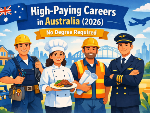 Illustration Showing High-Paying Careers Options In Australia That Do Not Require A University Degree